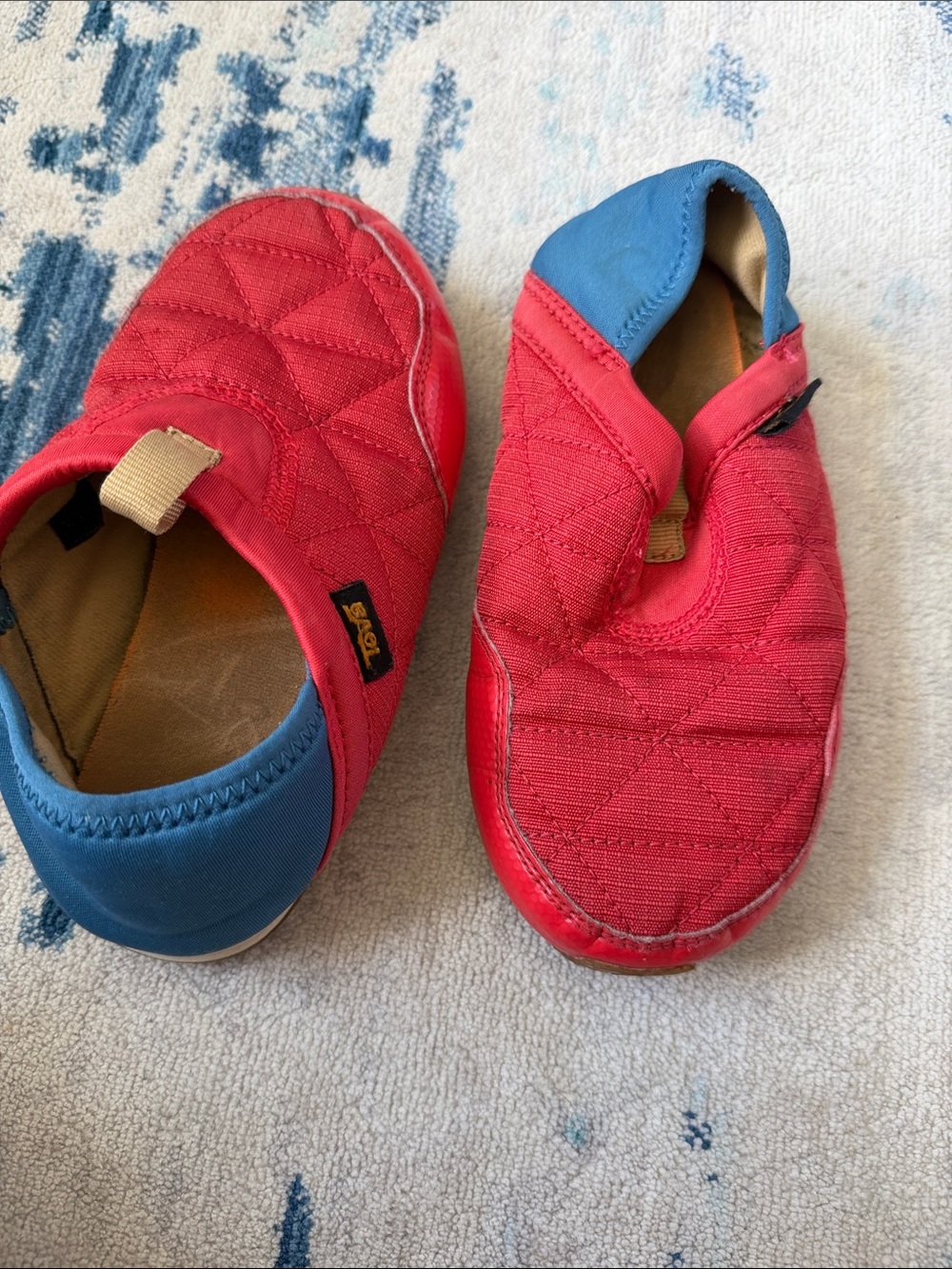 Teva Kids Quilted Red and Blue Slip-On Shoes
